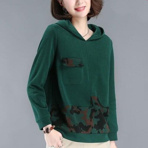 Plus Size 5XL 2021 Autumn New Women Fashion Long Sleeve Hooded Sweatshirts Patchwork Casual Hoodies Shirt