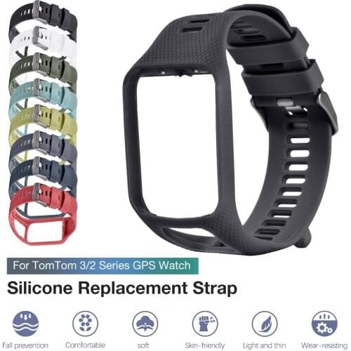 Watchband for TomTom 2 3 SPARK Series Runner 2 3 Series Golfer 2 Series Adventurer GPS Watch Silicone Replacement Strap