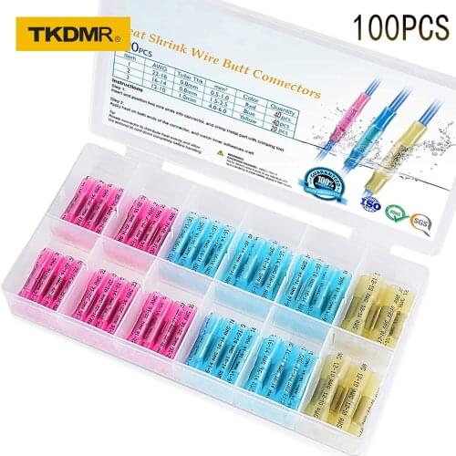 Butt Splice Universal Terminals Block Wire Connector Crimp Terminal Waterproof Insulated Heat Shrink Sleeve 22-18/16-14/12-10AWG