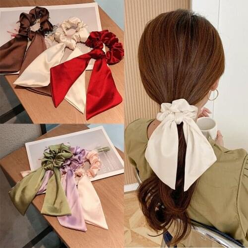 Cloth Fabric Rabbit Ears Candy Color Hair Scrunchie Bows Ponytail Holder Hairband Bow Scrunchy Girls Hair Ties Hair Accessories