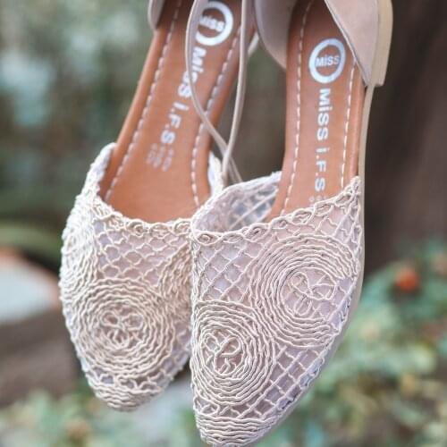 Tonar Acir Cream Braided Women 'S Sandals New Season Lace Pattern Summer Wrist Strap