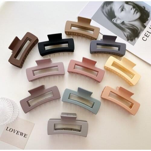 INS Hot Selling Morandi Color Scrub Oversized Shark Clip Hair Clip Claw For Women Girl Accessories