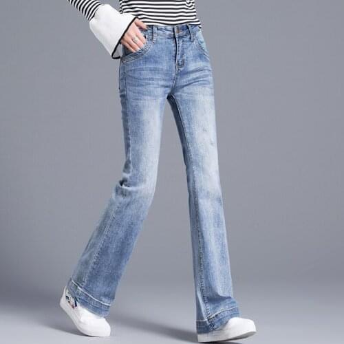 Womens jeans summer Slim Tencel Mid waist Wide Leg Pants Full Length jeans N0210