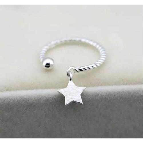 925 Sterling Silver Rings For Women Star Pendant Opening Wedding Rings anillos mujer anel S-R237
