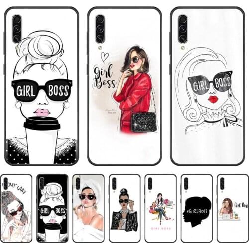 Girl Boss Pink Women power Soft Rubber Phone Cover For Samsung A20 A30 30s A40 A7 2018 J2 J7 prime J4 Plus S5 Note 9 10 Plus