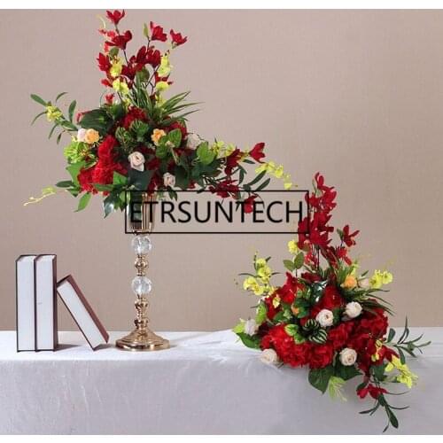 10pcs/lot Gold Vases 50 CM/ 20" Crystal Flower Road Lead Wedding Table Centerpieces For Marriage Home Party Decor