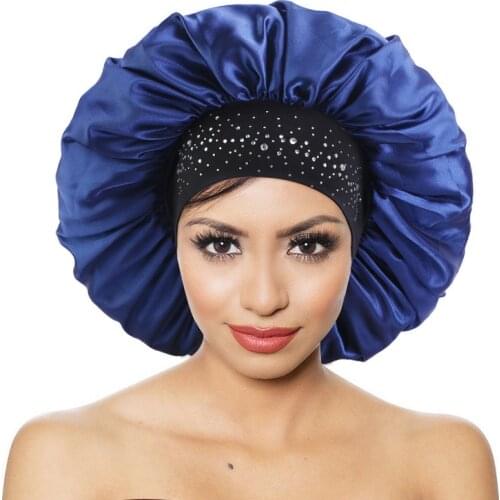 2021 extra large Hot drilling side wide-brimmed night cap stretch milk silk chemotherapy cap stain bonnets