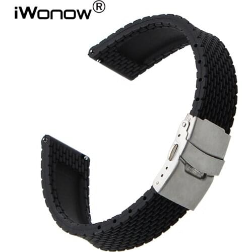22mm Quick Release Silicone Rubber Watchband for Pebble Time Moto 360 2 46mm Vector Ticwatch 1 Cookoo Watch Band Wrist Strap