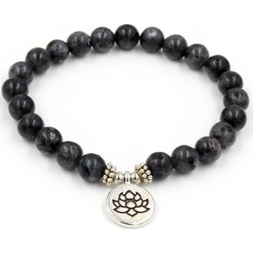 8mm ujh3 elastic adjusted Charm nature stone bead Reiki Frosted agate Onyx Lotus life tree Buddha head Bracelet