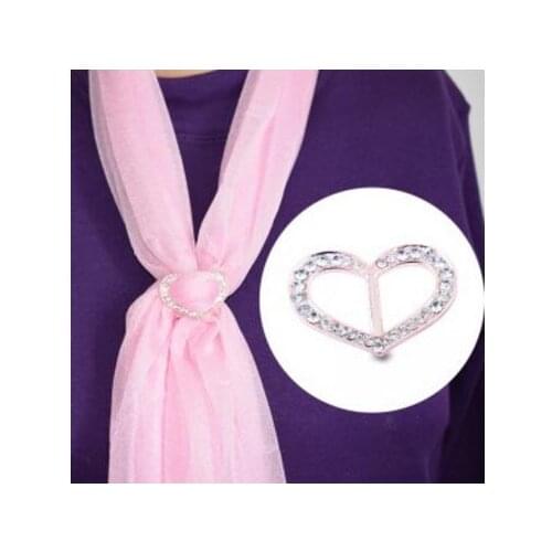 Ba048 Korean version new scarf buckle Crystal alloy Heart shaped scarf buckle Womens jewelry accessories