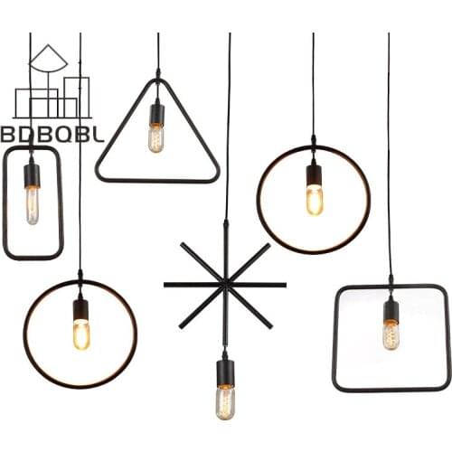 BDBQBL Modern Iron Art Deco Pendant Lamps Nordic Metal Pendant Light Design American Loft Rustic Lighting Dining Light Kitchen