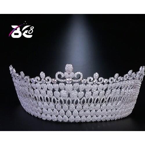 Be 8 Newest Paved Full AAA Cubic Zirconia Stone Crown Classic Bridal Diadema Wedding Hair Accessories Coroa Noiva H052
