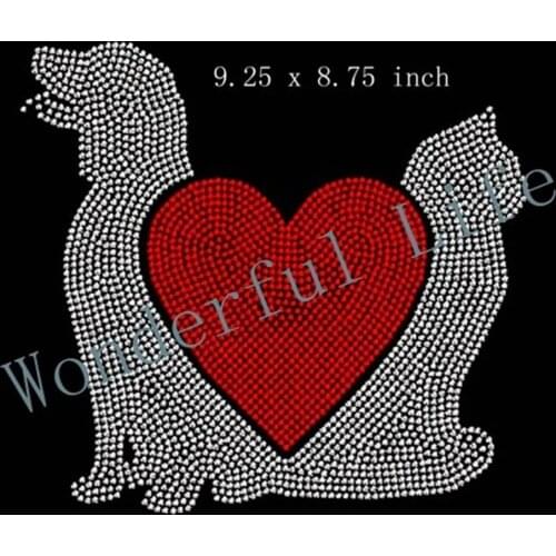 Free shipping I Love Dogs and Cats Rhinestone Iron on Transfer Design