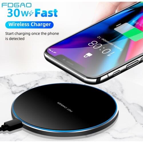 30W Wireless Charger For iPhone 12 Mini Pro Max 11 XS XR X 8 Type USB C 20W Qi Fast Charging Pad for Samsung S20 S10 Note 20 10