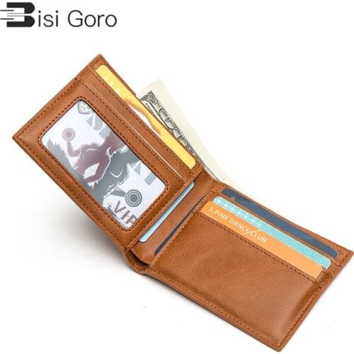 BISI GORO 2021 PU Smart Wallets RFID Credit Card Holder Money Bag Slim Wallet For Men Purse Purse Carteira High Quality Case