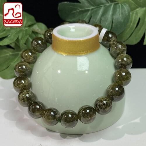 Baceda January Birthstone Increase vitalityand zest for life Natural Crystals of Green Garnet Bracelet with Certifictae & Box