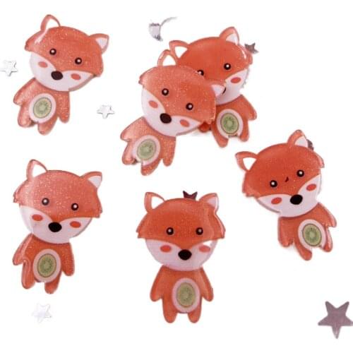 Colorful Lovely Glitter Fruits Fox Flatback Sheet Miniature Pattern Plane Applique DIY Childrens Clip Craft Supplies SJ113