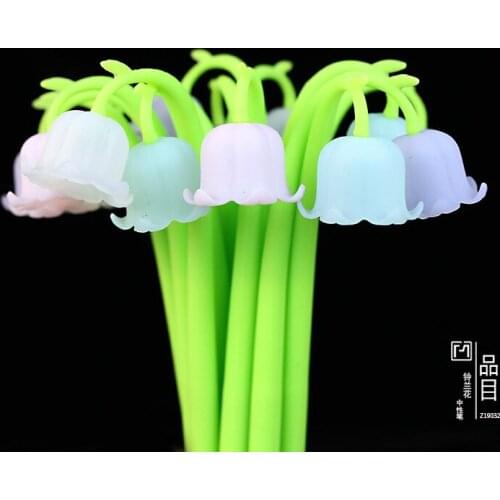 48pcs/lot Valley Flower Gel Pen, 0.5mm Nib, Black Refill, Office Supplies