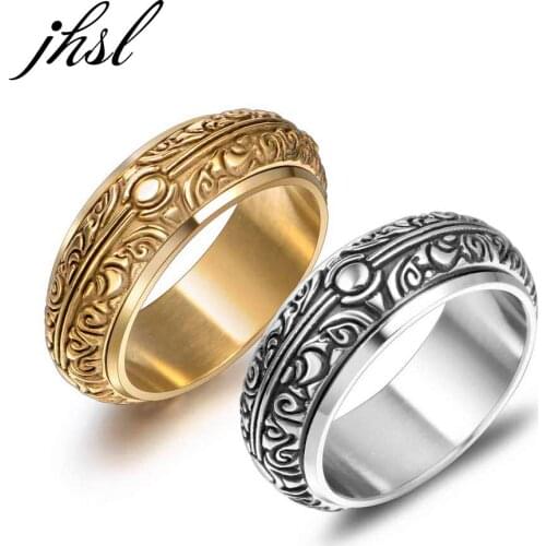 JHSL Rotatable Men Male Rings Stainless Steel Fashion Jewelry Birthday Gift Size 7 8 9 10 11