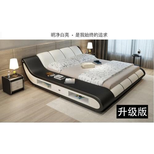 Real Genuine leather bed frame Modern Soft Beds with storage Home Bedroom Furniture cama muebles de dormitorio / camas quarto