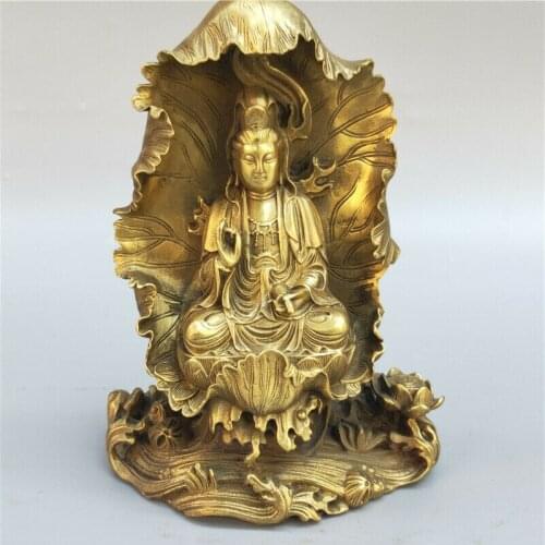 Chinese antiques Fengshui copper ware Pure copper Guanyin ornaments