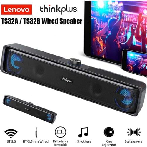 Lenovo TS32 USB Powered Speaker 360 Stereo Deep Bass Speakers BT5Audio Cable Loudspeaker Wired Home Speaker for PC Laptop