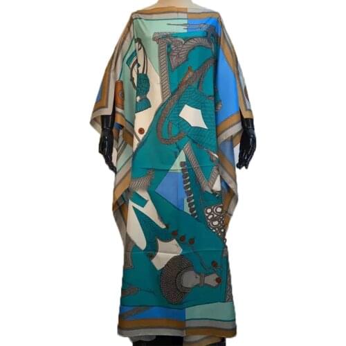Middle East Printed Batwing sleeve Summer Silk kaftan maxi dresses européenne vêtements sexy Bohemian beach lady evening dress