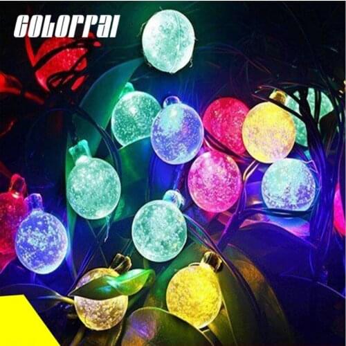 HOT 30 LED Colorpai Solar Outdoor String Lights 20ft 30 LED Warm White Crystal Ball Solar Powered Globe Fairy Lights for outdoor