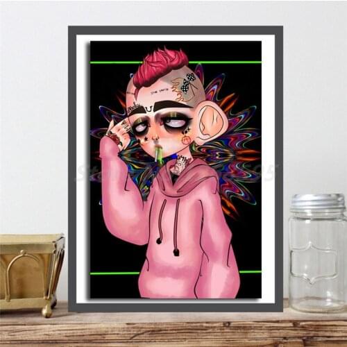 Lil Peep As Cartoon Wall Art Canvas Poster And Print Canvas Painting Decorative Picture Oil Painting For Living Room Home Decor