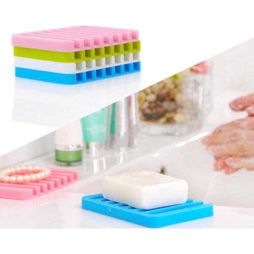 Multicolor Water Drainage Anti Skid Soap Box Silicone Soap Dishes Bathroom Soap Holders Case Home Bathroom Supplies LX2177