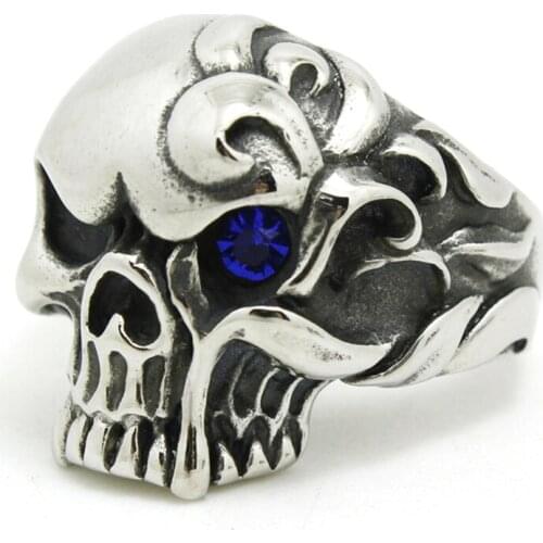 Fashion Ring Mens Womens Jewelry Single Stone Eye Color Stone Skull Ring Top Quality 316L Stainless Steel