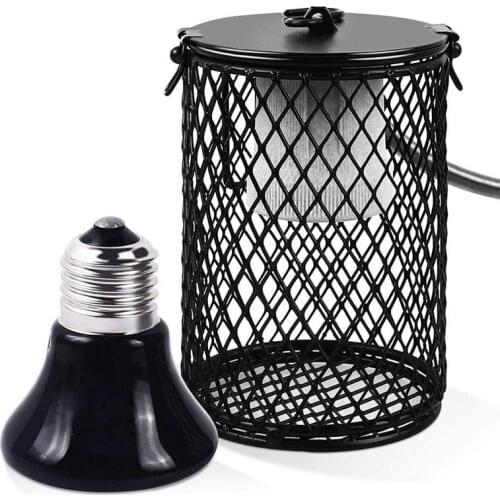 Pet Reptile Light Heated Lamp With Safety Cage Ceramic Heating Lamp Set Emitter Heat Lamp for Turtle Snake lizard Pet Suppy