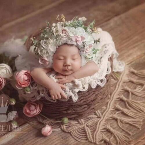 Newborn Photography Props Hemp Rope Cotton Rope Handmade Woven Tassel Mat Blanket Bohemia Blanket Baby Photo Mat