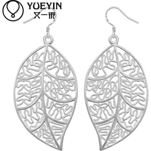 Wholesale silver plated Dangle earrings for women wedding jewelry Long Earrings anting-anting oorbellen Anniversary