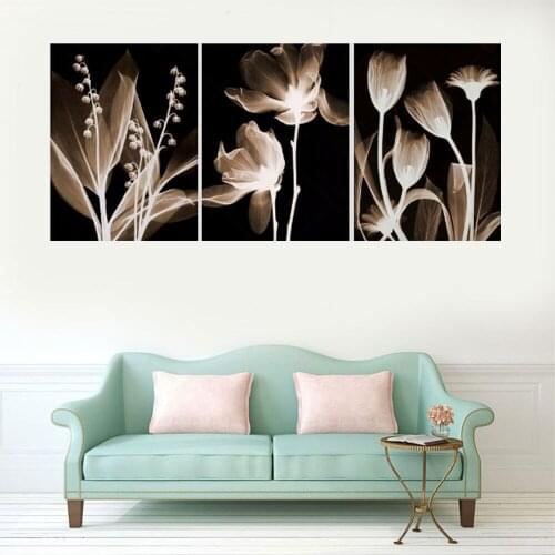Print Poster Picture Canvas 3 piece Art Modern Glowing Flowers HD Painting Home Decore Hotel Canvas Painting Wall Picture Poster