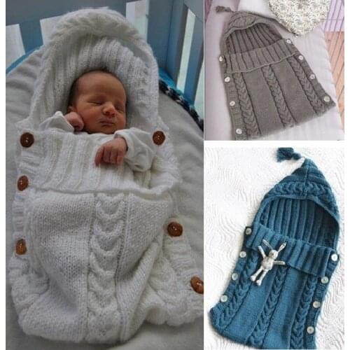 Baby Swaddle Wrap Warm Wool Crochet Knitted Newborn Infant Sleeping Bag Baby Swaddling Blankets Sleeping Bags