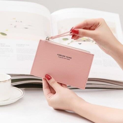 Adult Popular Wallet PU Zipper Cash Id Card Credit Card Holder Pure Color Business Card Case Name Card Holder Kids‘ Holiday Gift