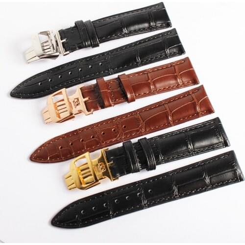 Two-sided Leather Watchband 19mm 20mm 21mm 22mm Genuine Leather Watch Strap Band With Butterfly Buckle for Jaeger-LeCoultre