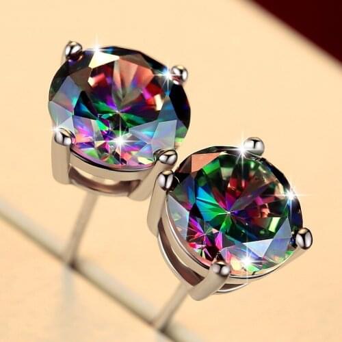 1 Pair Sterling Silver Stud Earrings For Man Natural Rhinestone Zirkonia Earing Set Accessories 2020 Brincos Trendy Jewelry
