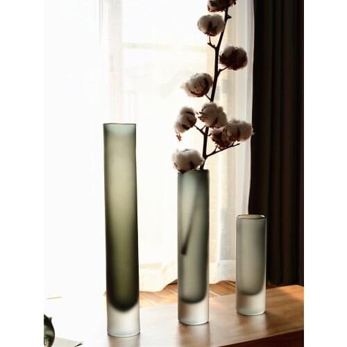 Grey Vase Office Decoration Art Frosted Slender Flower