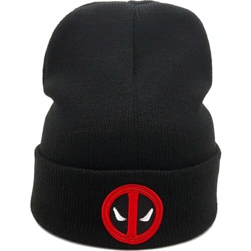 2018 New Hot Men Women Winter Warm Beanies Hat Deadpool Heros Hat Beanie Soft Hip Hop Black Warm Knitted Caps For Men Women