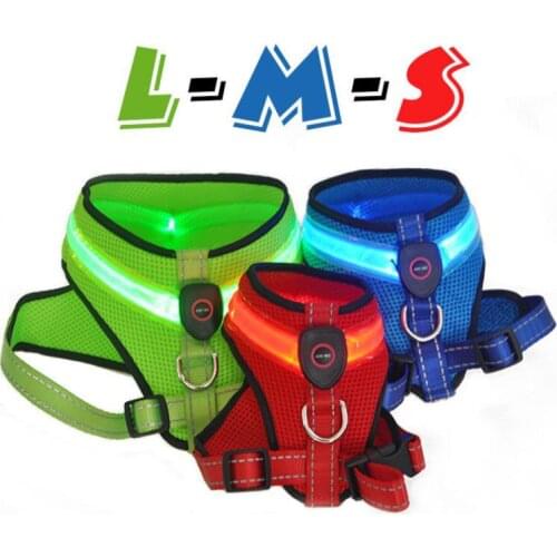 Pet Supplies Luminous Dog Vest Color LED Pet Chest Strap USB Charging Dog Harness