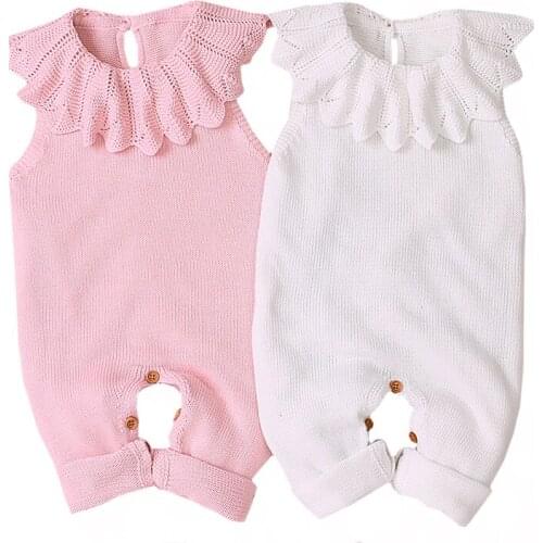 Korean Style Spring Autumn Toddler Baby Girl Sleeveless Knitting Romper Newborn Baby Girls Knitting Jumpsuit Baby Girls Clothes