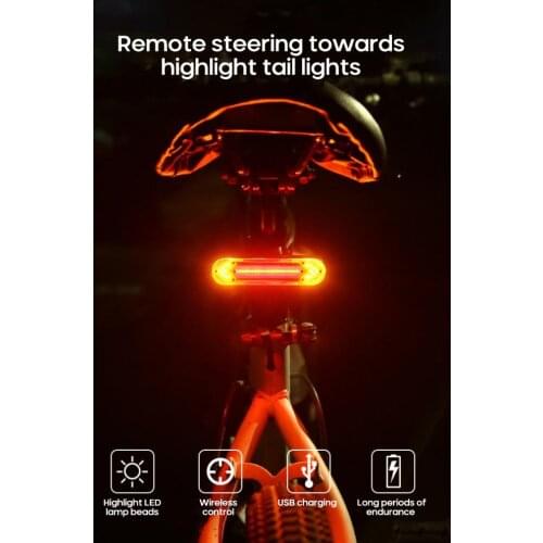 Bicycle tail light LED wireless remote control turn signal mountain bike safety warning light riding equipment USB rechargeable
