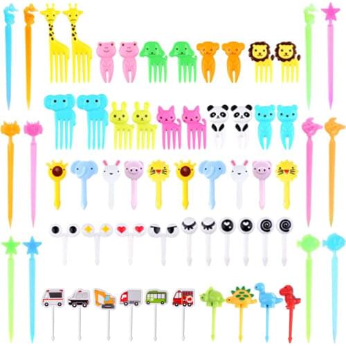 Fruit Fork Cartoon Mini Animal Farm Cartoon Food Selection Children Snacks Cake Dessert Food Fruit Fork Party Decoration