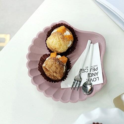 Ins Morandi shell carving vintage wooden Decorative Trays Jewelry Pallet Dish Dessert Perfume Home Bowls Storage