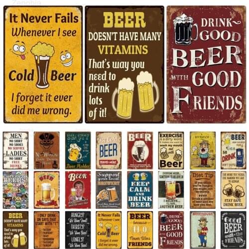 Cold Beer Vintage Drinks Metal Sign Keep Calm Man Cave Vintage Decor Bar Decoration Tintin Metal Wall Art Retro Plaque Decor