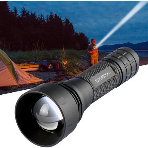 Temperature Control Zoomable Waterproof Flashlight SST40 LED 2000LM 4 Modes Adjustable Reverse Switch Flashlight