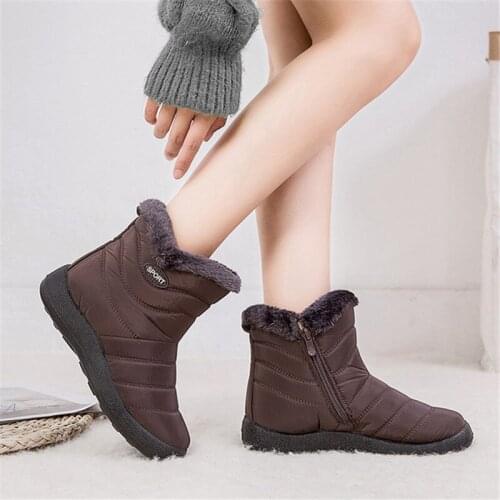 New Women Warm Boots Faux Fur Winter Fashion Boots Flat with Light Bootie Warm Footwear Shoes Booten Plush Snow Boots new