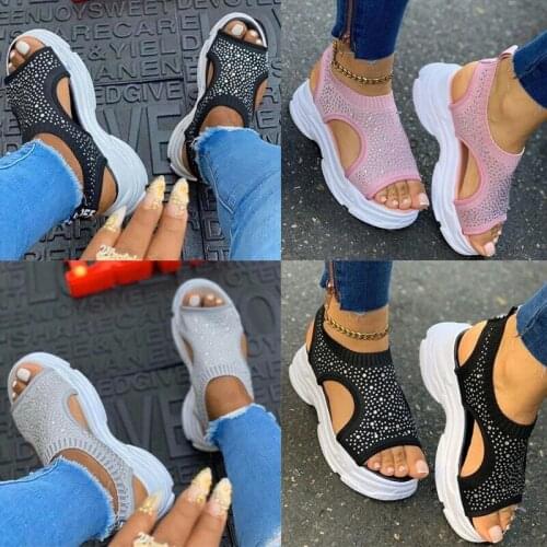 Women Open Toe Sandals Ladies Summer Platform Thick Heel Shoes Anti-slip for Summer -OPK